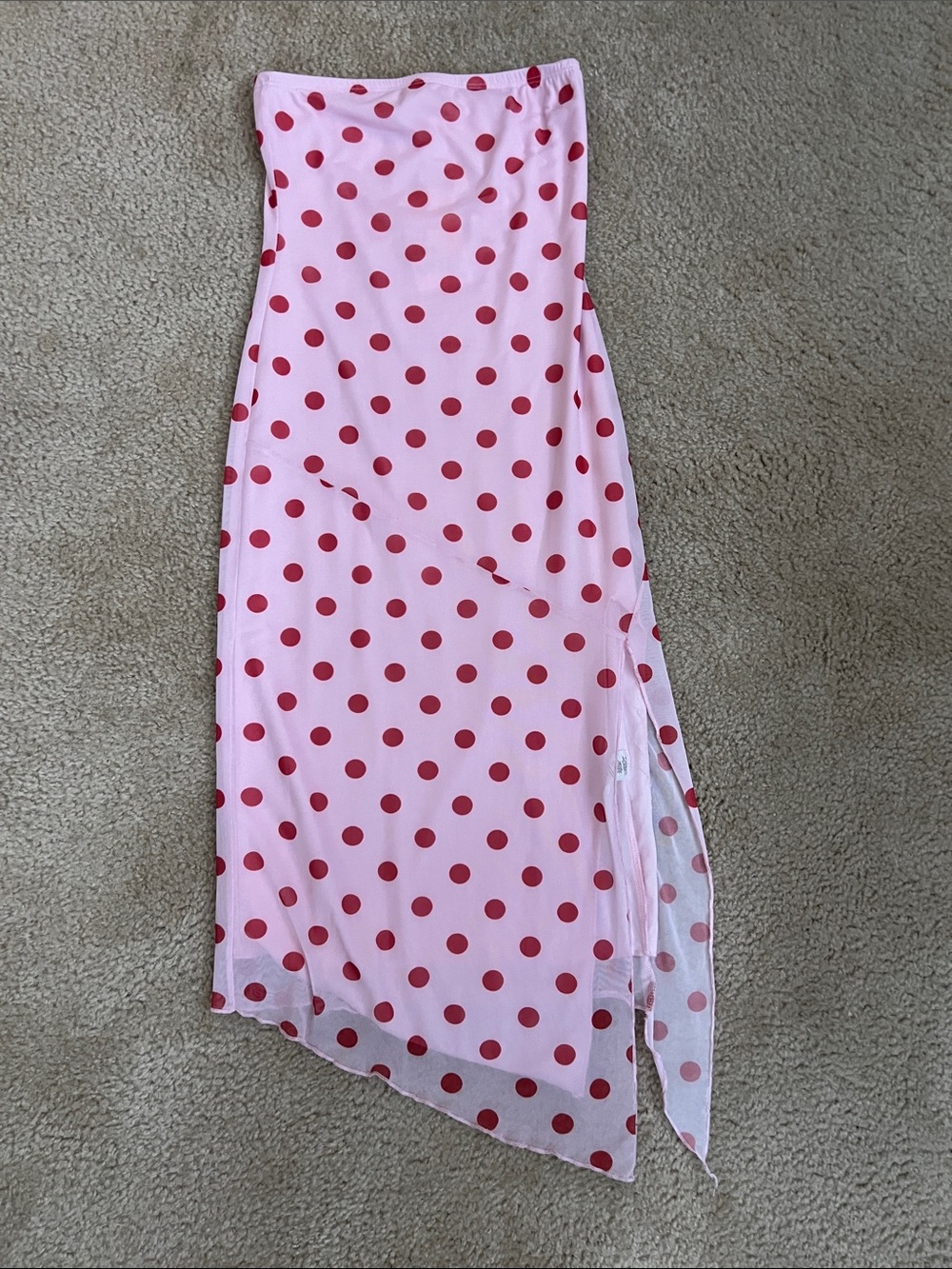 See You Monday Pink Dress with Red Polka Dots